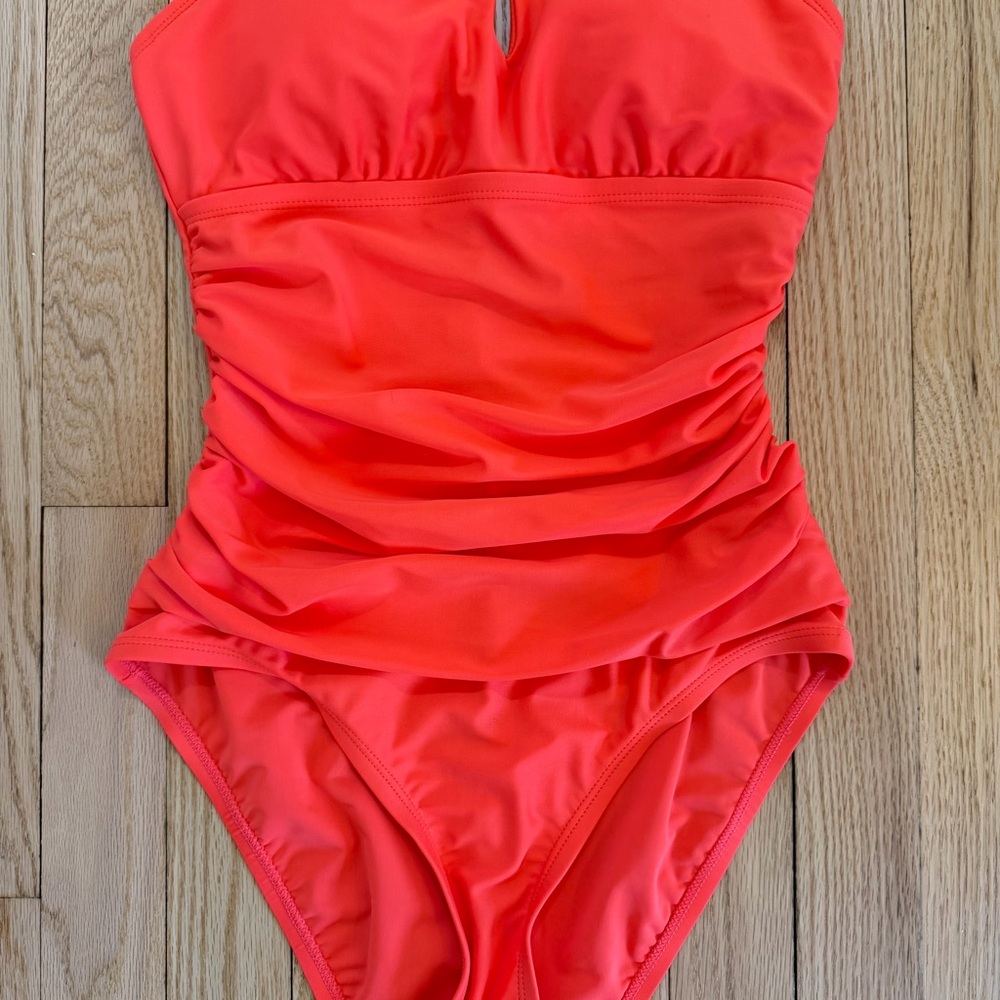 Ellen Tracy  Orange Flattering One-Piece Swimsuit - Picture 5 of 11